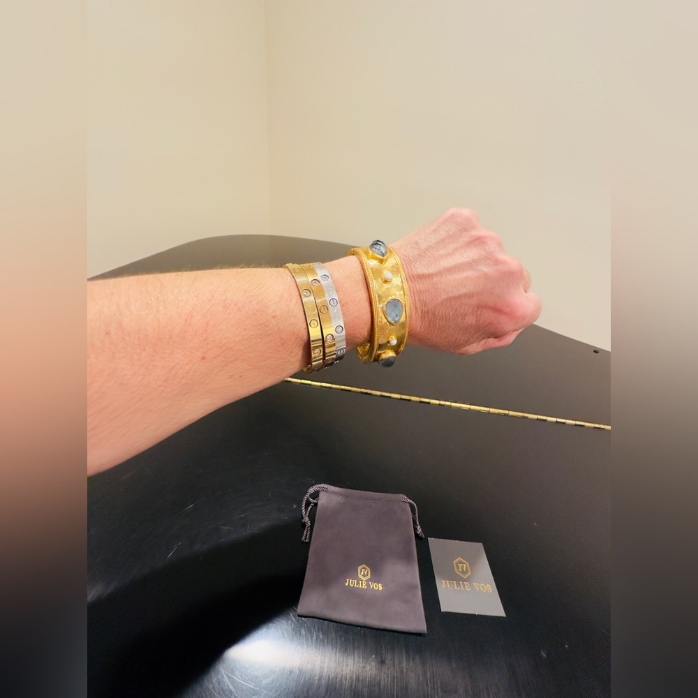 NWT Authentic Luxury Bohemian Julie Vos Cannes Gemstone Statement Hinge Bangle - Picture 7 of 17